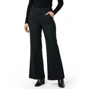 Banana Republic Pinstripe Bootcut Career Pants Womens 4 Black Cotton Stretch